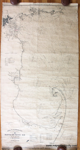 Black-and-White-Antique-Coastal-Chart--Geo.-W.-Eldridge's-Chart-D-Massachusetts-Bay-and-the-Coast-from-Chatham-to-Gloucester-US-Massachusetts-Massachusetts-General-1911-George-W.-Eldridge-Maps-Of-Antiquity