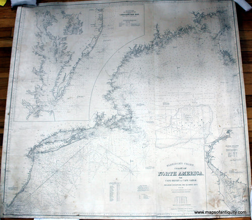 Black-and-White-Antique--Nautical-Chart-Eldridge's-Chart-Coast-of-North-America-No.-2-Cape-Henry-to-Cape-Sable.--Nautical--1882-Eldridge-Maps-Of-Antiquity