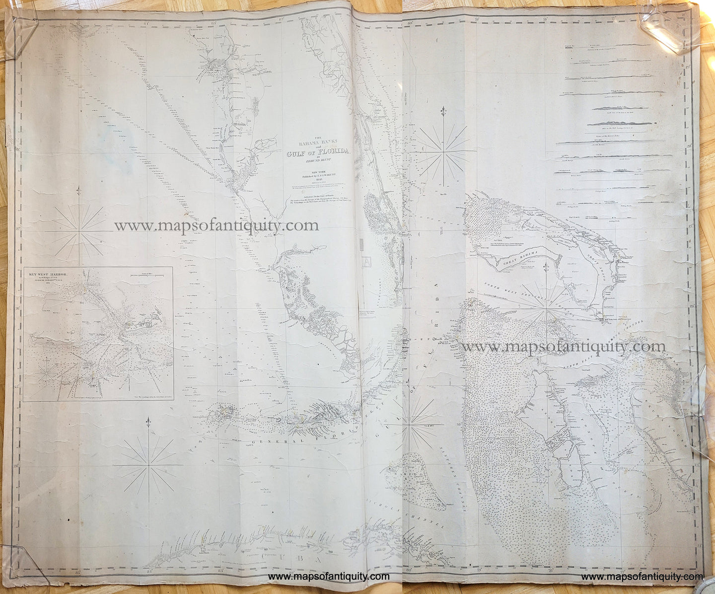 Antique-Nautical-Chart-Bahama-Banks-and-Gulf-of-Florida-United-States-Florida-1848-1865-Edmund-Blunt-Maps-Of-Antiquity