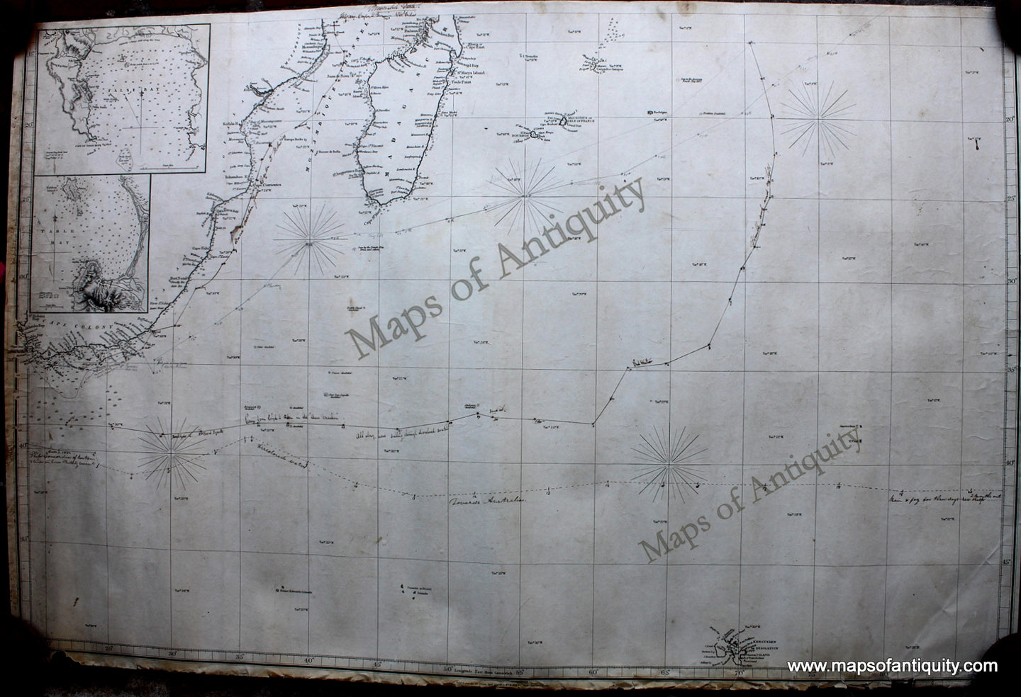 Antique-Nautical-Chart-Southwest-Indian-Ocean-to-Cape-of-Good-Hope.-**********-Nautical-Africa-South-1845-Walker-Maps-Of-Antiquity