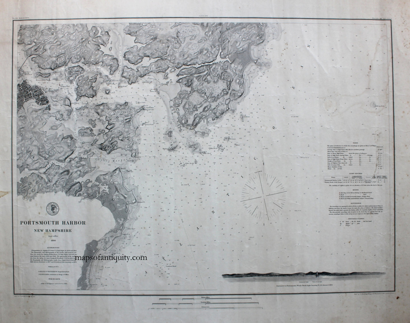 Antique--Nautical-Chart-Portsmouth-Harbor-New-Hampshire-New-England-New-Hamphsire-1884-U.S.-Coast-Survey-Maps-Of-Antiquity