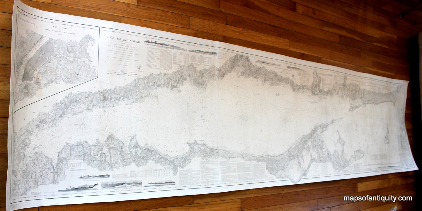 Antique-Nautical-Chart-Long-Island-Sound-New-York-Long-Island-1855-U.S.-Coast-and-Geodetic-Survey-Maps-Of-Antiquity