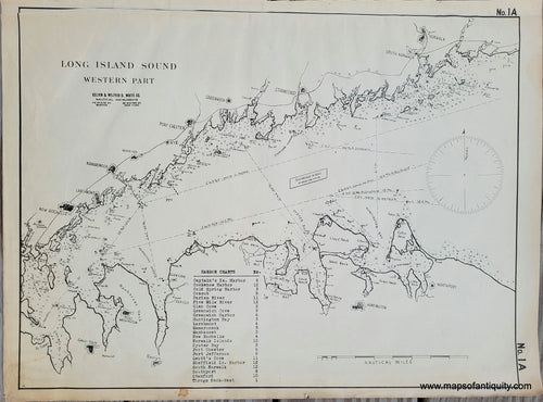 Antique-Nautical-sailing-cruising-harbor-Chart-Map-Long-Island-Sound-Western-Part-1930-George-W-Eldridge-Maps-of-Antiquity