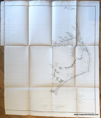 Antique-Black-and-White-Coastal-Survey-Chart-Pamlico-and-Albemarle-Sound-NC-Sketch-D-Section-IV-Triangulation-Chart---******-United-States-South-1853-U.S.-Coast-Survey-Maps-Of-Antiquity