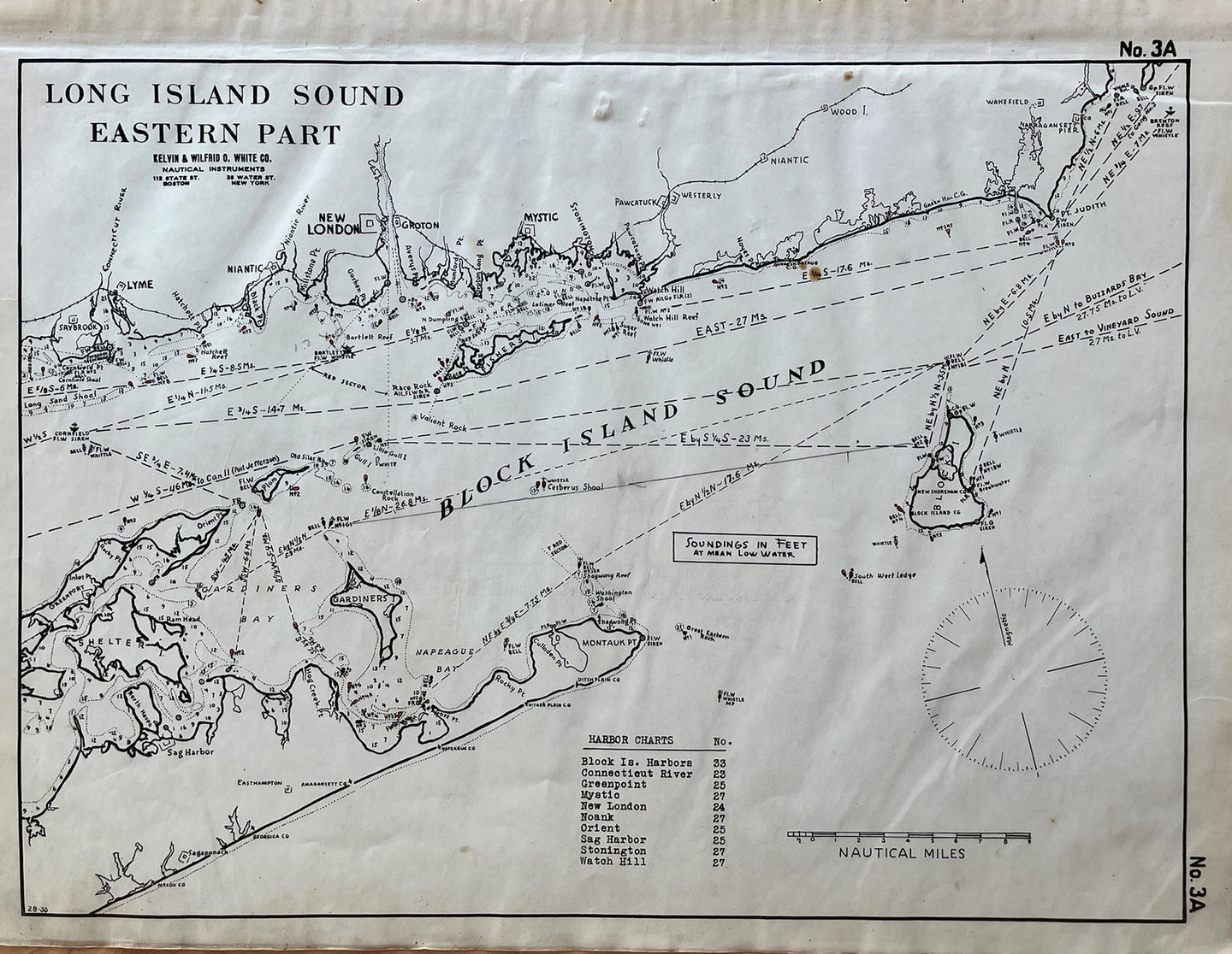 Black-and-White-Antique-Map-Nautical-Sailing-Harbor-Chart-Long-Island-Block-Island-Sound-Eastern-Part-United-States-Northeast-1910-Eldridge-Maps-Of-Antiquity