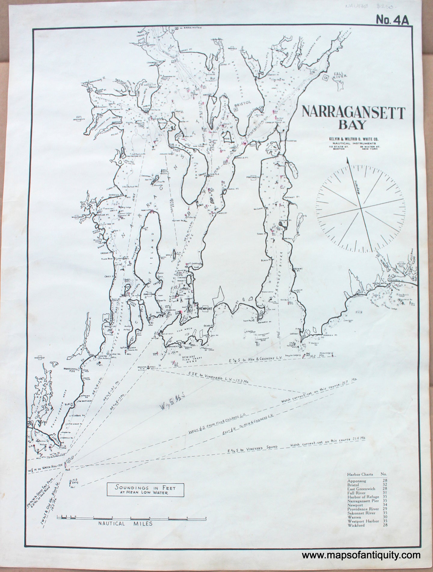 1910 - Narragansett Bay - Antique Chart