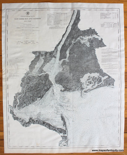 Antique-Maps-Nautical-Chart-Charts-New-York-Bay-and-Harbor-Coast-Chart-1866-1877-United-States-Coast-Survey-USCS