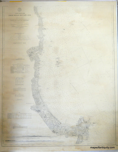 Black-&-White-Antique-Nautical-Chart-From-Wells-to-Cape-Ann-**********-Antique-Nautical-Charts--1877-U.S.-Coast-Survey-Maps-Of-Antiquity