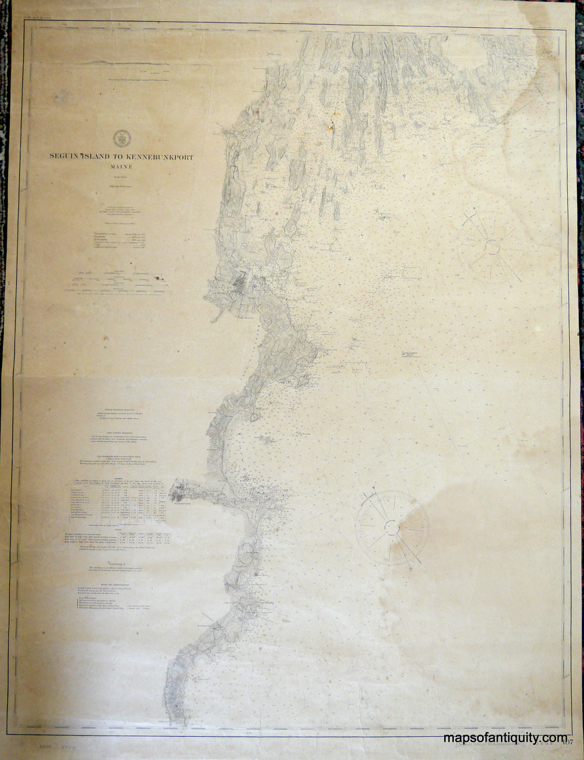 Black-&-White-Antique-Nautical-Chart-Seguin-Island-to-Kennebunkport-******-Antique-Nautical-Charts--1904-U.S.-Coast-Survey-Maps-Of-Antiquity
