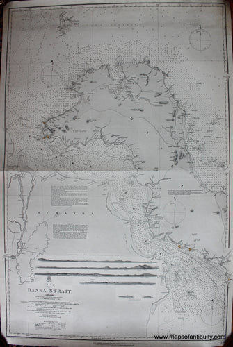 Black-and-White-Antique-Chart-Indonesia---Banka-Strait-**********-Pacific-Indonesia-1858-British-Admiralty-Maps-Of-Antiquity