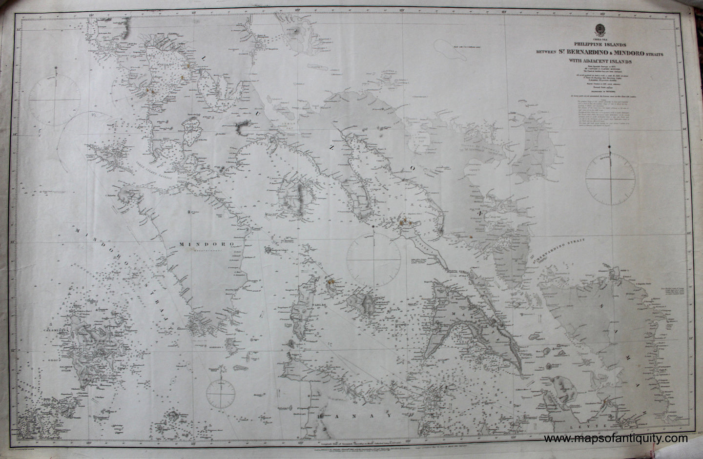 Black-and-White-Nautical-Chart-Philippine-Islands-Between-St-Bernardino-and-Mindoro-Straits-with-Adjacent-Islands--****-Pacific-Philippines-1887-British-Admiralty-Maps-Of-Antiquity