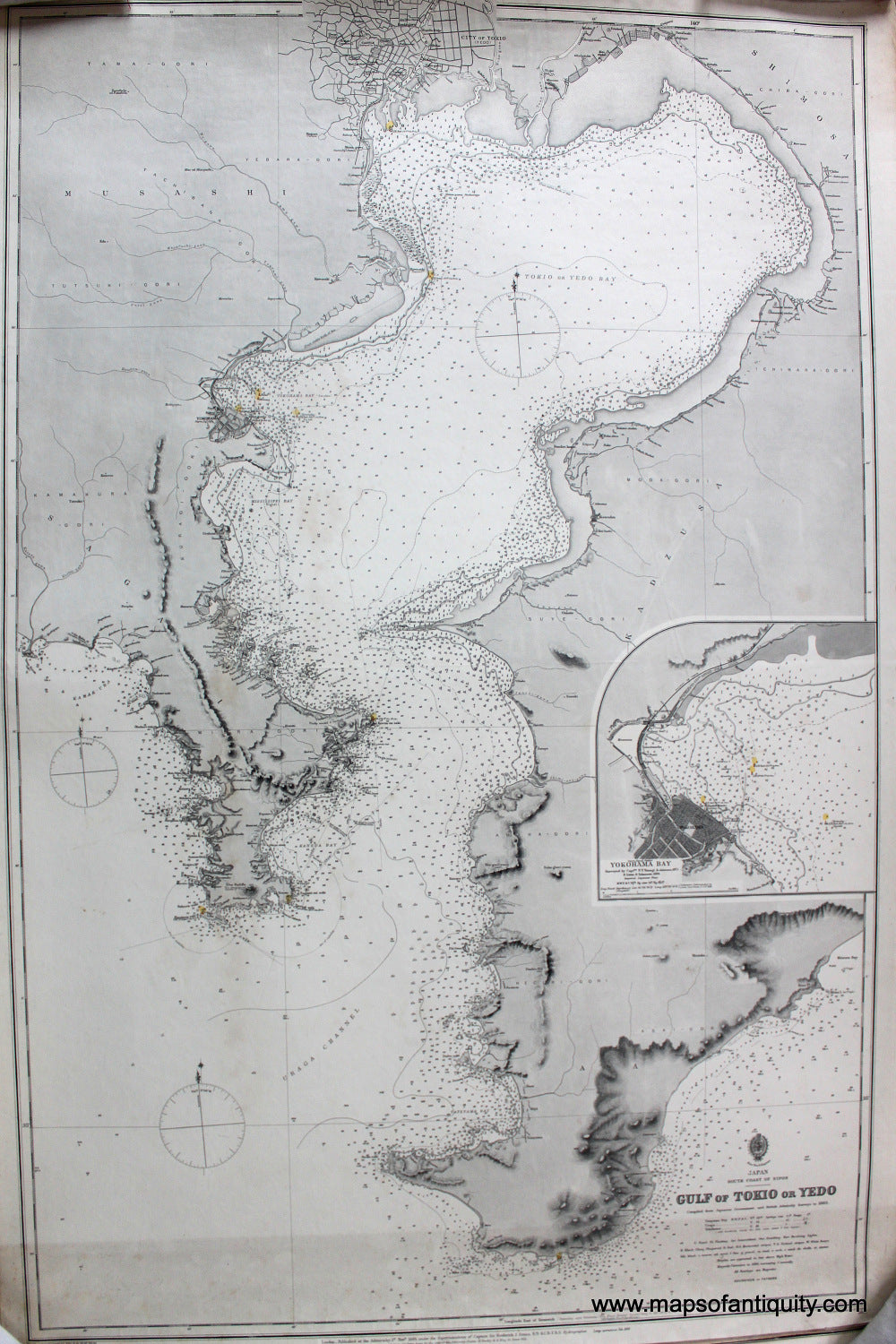 Black-and-White-Nautical-Chart-Tokyo-and-Gulf-of-Tokio-or-Yedo-Asia-Japan-1889-British-Admiralty-Maps-Of-Antiquity