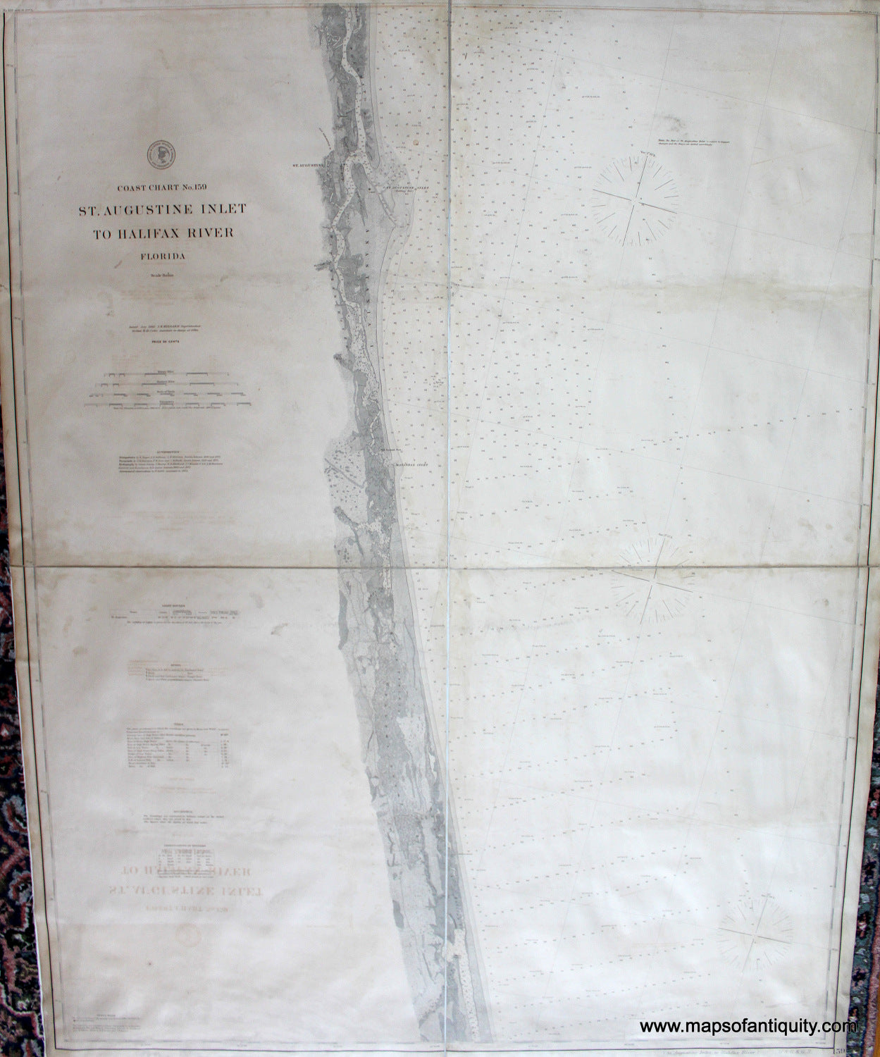 Antique--Nautical-Chart-Coast-Chart-No.-159-St.-Augustine-Inlet-**UNAVAILABLE**-United-States--1882-U.S.-Coast-and-Geodetic-Survey-Maps-Of-Antiquity