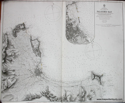 Antique-Nautical-Chart-Palermo-Bay-Italy-Chart-Europe-Italy-1891-British-Admiralty-Maps-Of-Antiquity