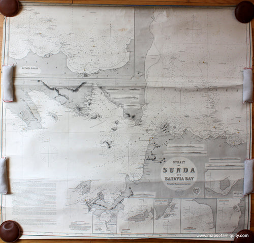 Antique-Black-and-White-Chart-Indonesia---Strait-of-Sunda-and-Batavia-Bay-including-Jakarta-Nautical-Charts-Asia-Charts-1868/1878-British-Admiralty-Maps-Of-Antiquity