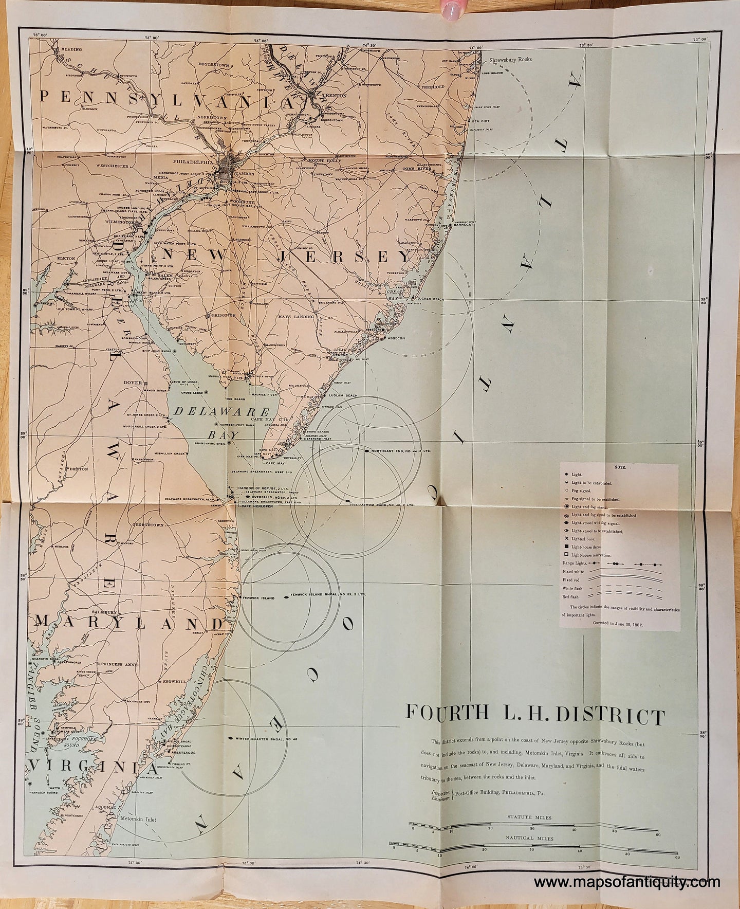 NAU236-Lighthouses-of-New-Jersey-Delaware-Maryland-Pennsylvania-and-Virginia-Antique-Map-Chart