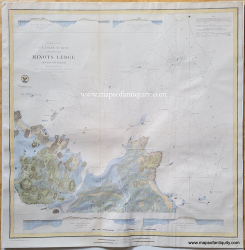 Antique-Coast-Chart-Map-Minots-Ledge-off-Boston-Harbor-1854