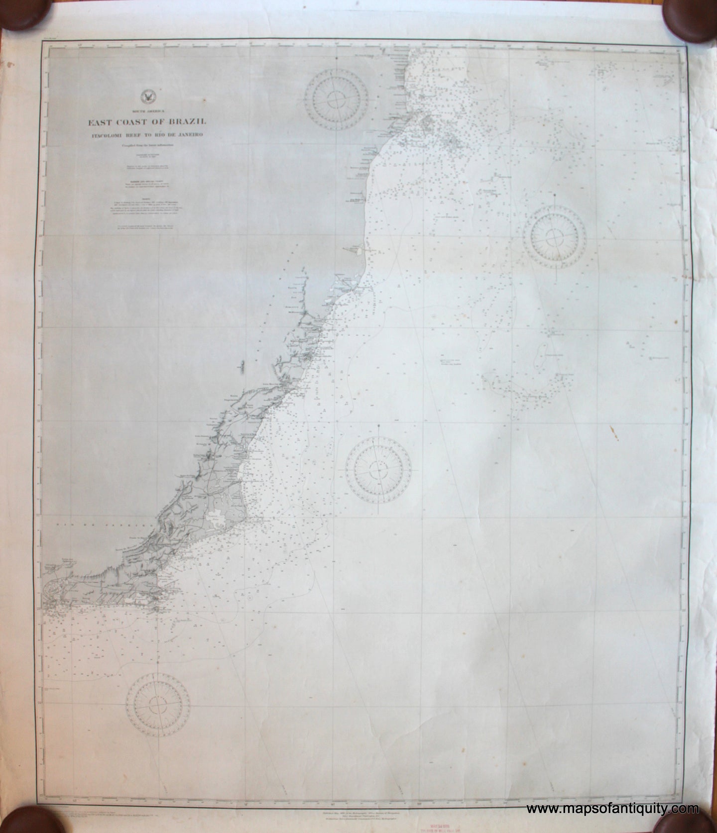 Antique-Nautical-Chart-East-Coast-of-Brazil---Itacolomi-Reef-to-Rio-de-Janeiro-Nautical-Charts-South-America-1904-Department-of-the-Navy-Maps-Of-Antiquity