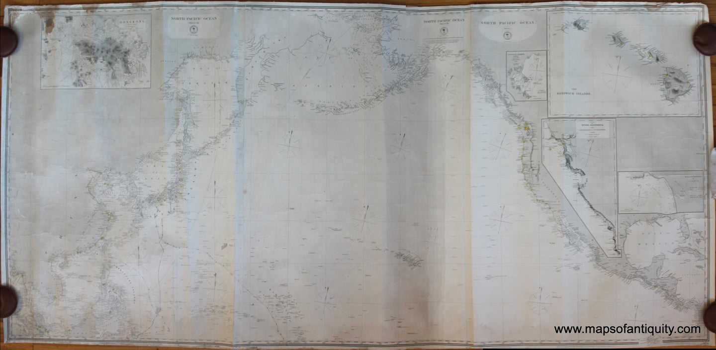 Antique-Nautical-Chart-North-Pacific-Nautical-Charts--1869/1875-Hydrographic-Office-of-the-US-Navy-Maps-Of-Antiquity