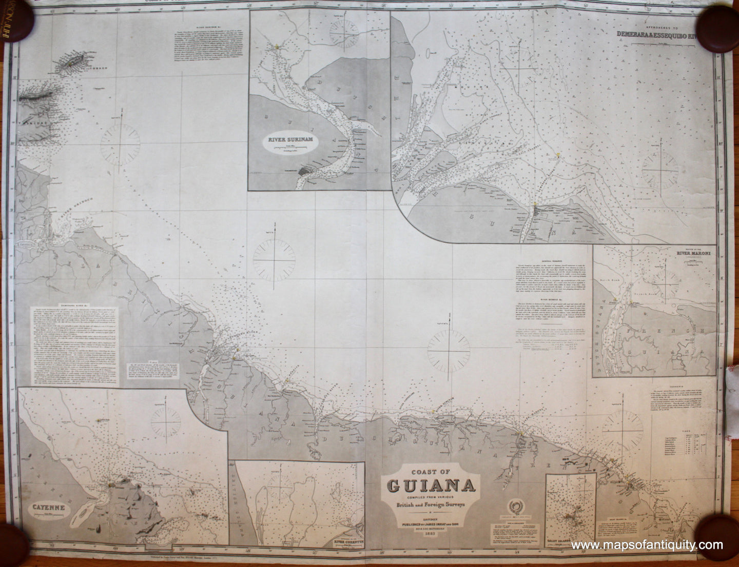 Antique-Blue-Back-Antique-Nautical-Chart-Coast-of-Guiana-Nautical-Charts--1883-James-Imray-&-Sons-London-Maps-Of-Antiquity