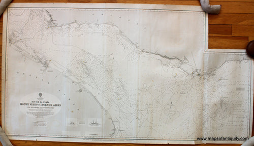 Antique-Nautical-Chart-Rio-de-le-Plata---Monte-Video-to-Buenos-Aires-********-Nautical-Charts-South-America-1872/1884-British-Admiralty-Maps-Of-Antiquity