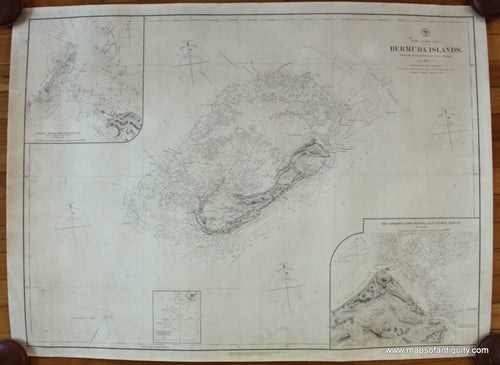 Black-&-White-Antique-Nautical-Chart-Bermuda-Islands.-From-the-most-recent-Brit.-Admty.-Surveys.-Antique-Nautical-Charts-Central-America-and-Caribbean-1877-Hydrographic-Office-US-Navy-Maps-Of-Antiquity