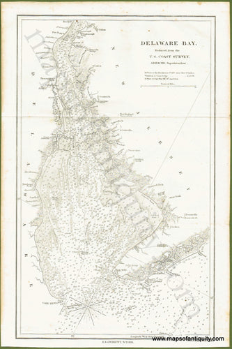 Antique-Uncolored-Harbor-Chart-Delaware-Bay-**********-Massachusetts--1854-Blunt-Maps-Of-Antiquity