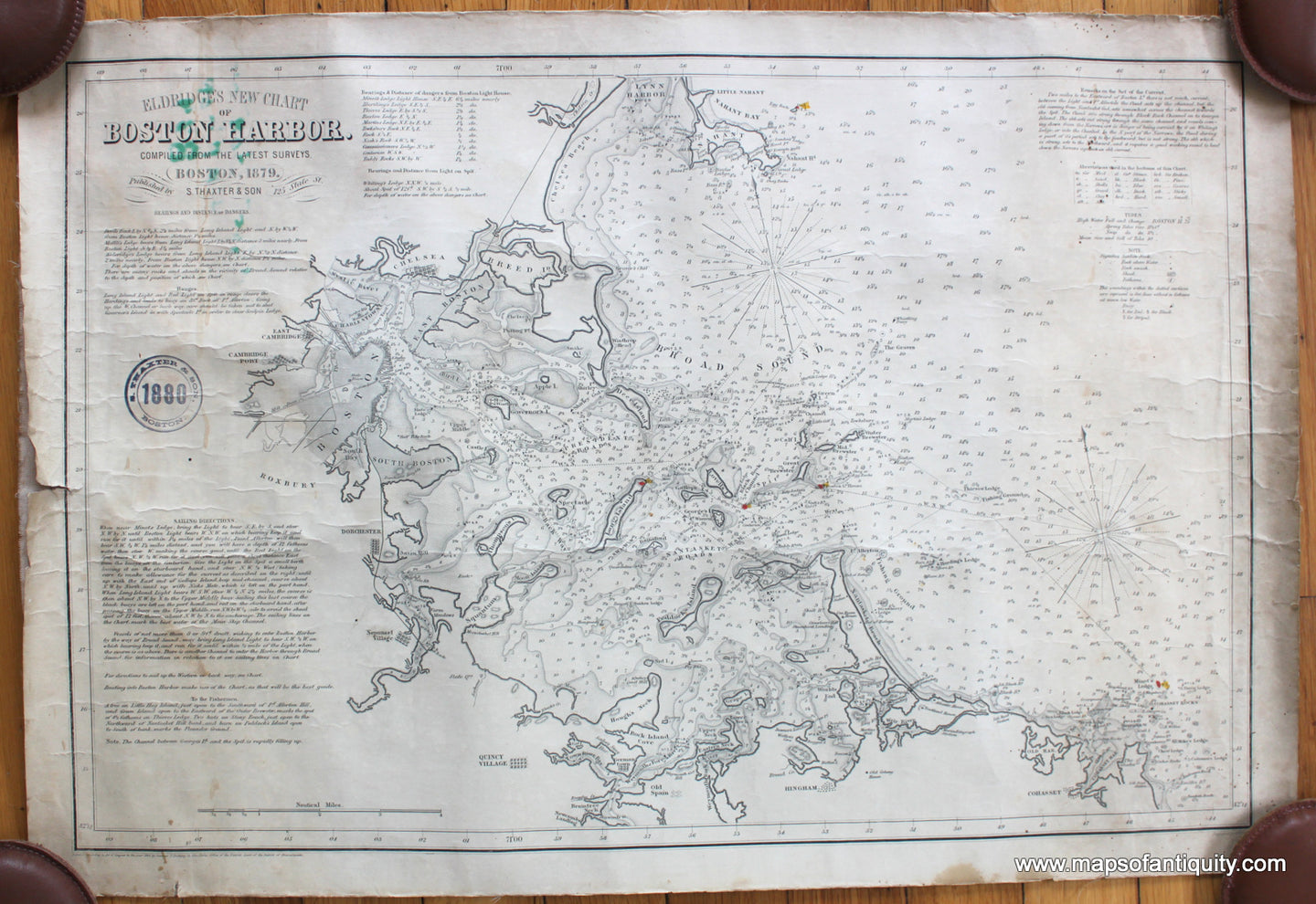 Antique-Nautical-Chart-Eldridge's-New-Chart-of-Boston-Harbor-**********-Nautical-Charts-Massachusetts-1880-S.-Thaxter-&-Son-Maps-Of-Antiquity