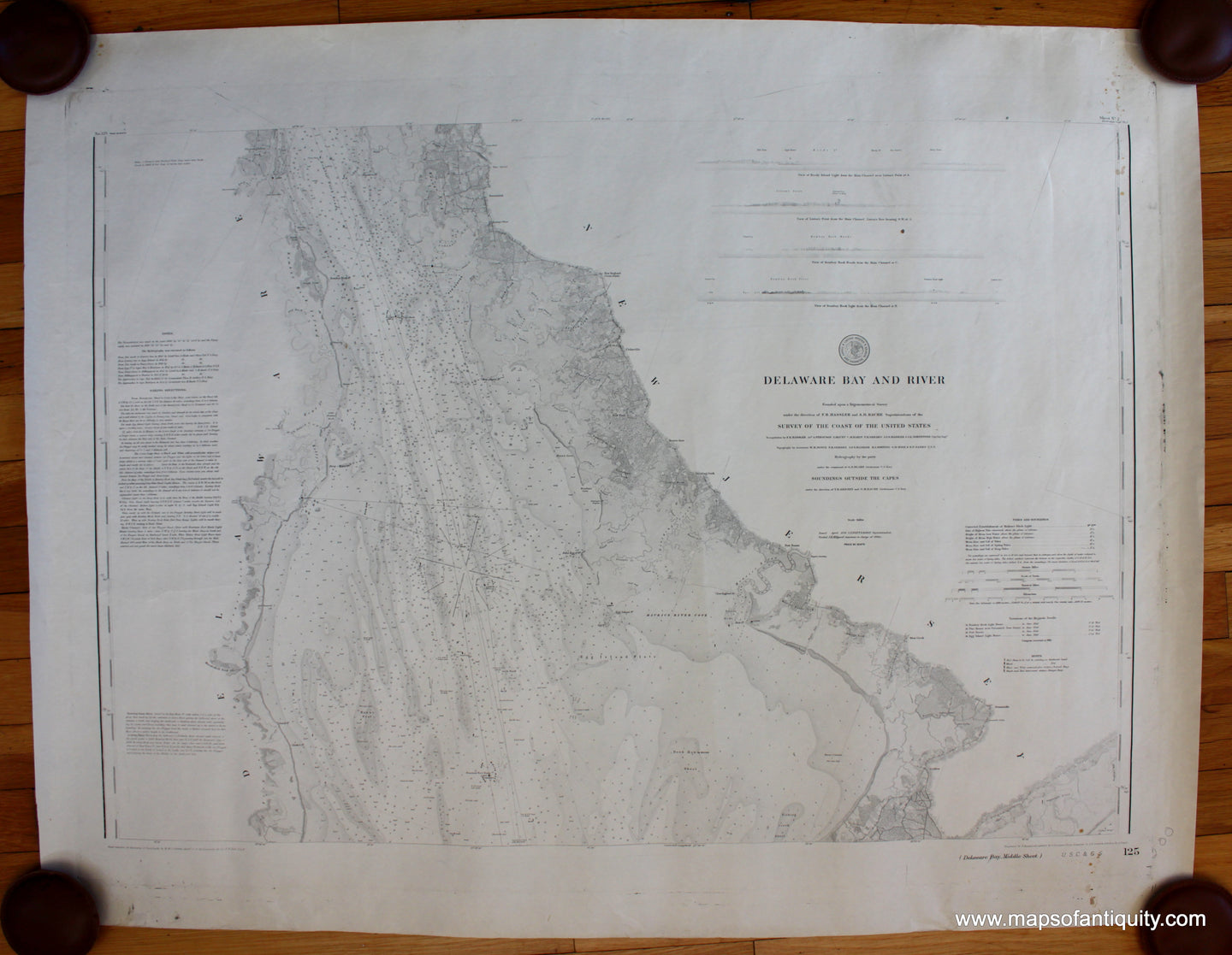 Antique-nautical-chart-restrike-Delaware-Bay-River-USC&GS-20th-Century