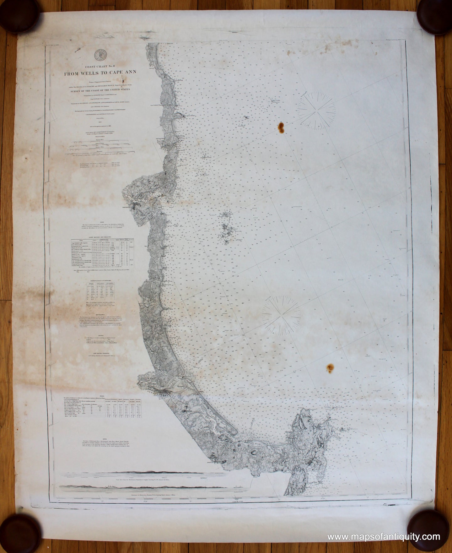 Antique-nautical-chart-restrike-Coast-Chart-Wells-Maine-Ogunquit-Cape-Ann-Massachusetts-Portsmouth-New-Hampsire-USC&GS-20th-Century-Maps-of-Antiquity