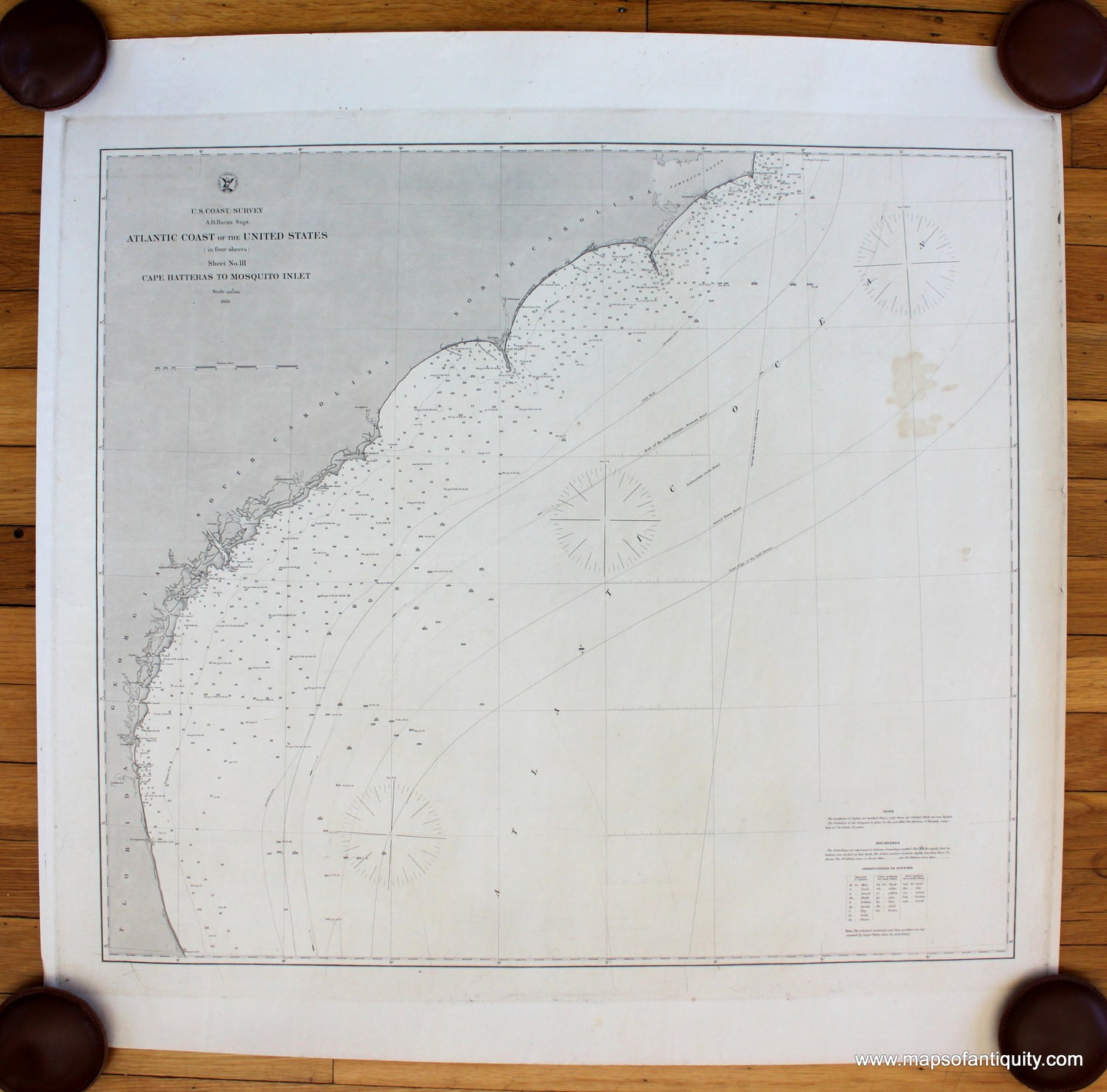 Antique-nautical-chart-restrike-Atlantic-Coast-Southern-United-States-Southeast-Cape-Hatteras-Mosquito-Inlet-NC-SC-GA-FL-USCS-20th-Century-Maps-of-Antiquity