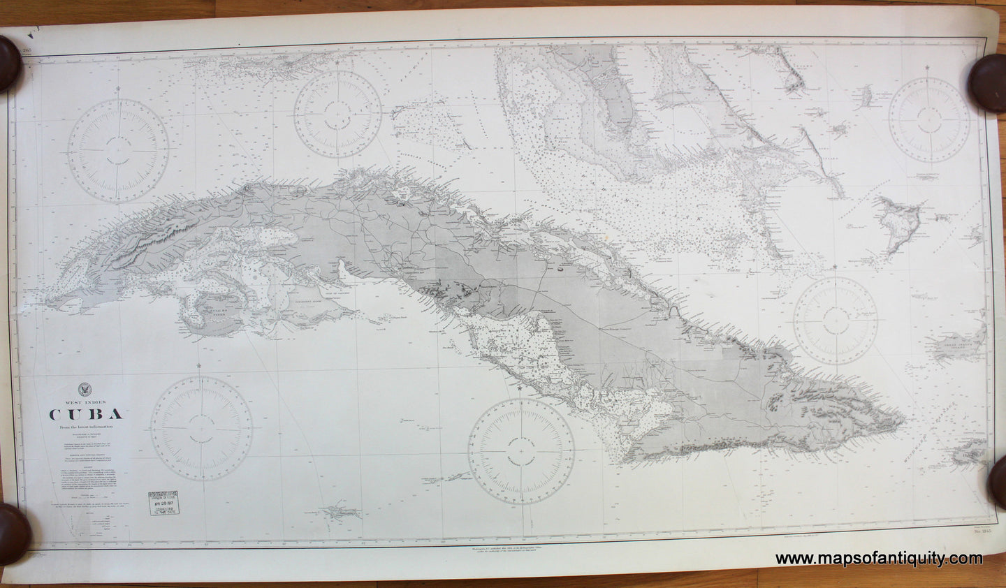 Antique-Map-West-Indies-Cuba-Hydrographic-Office-of-the-US-Navy-1917-Maps-Of-Antiquity