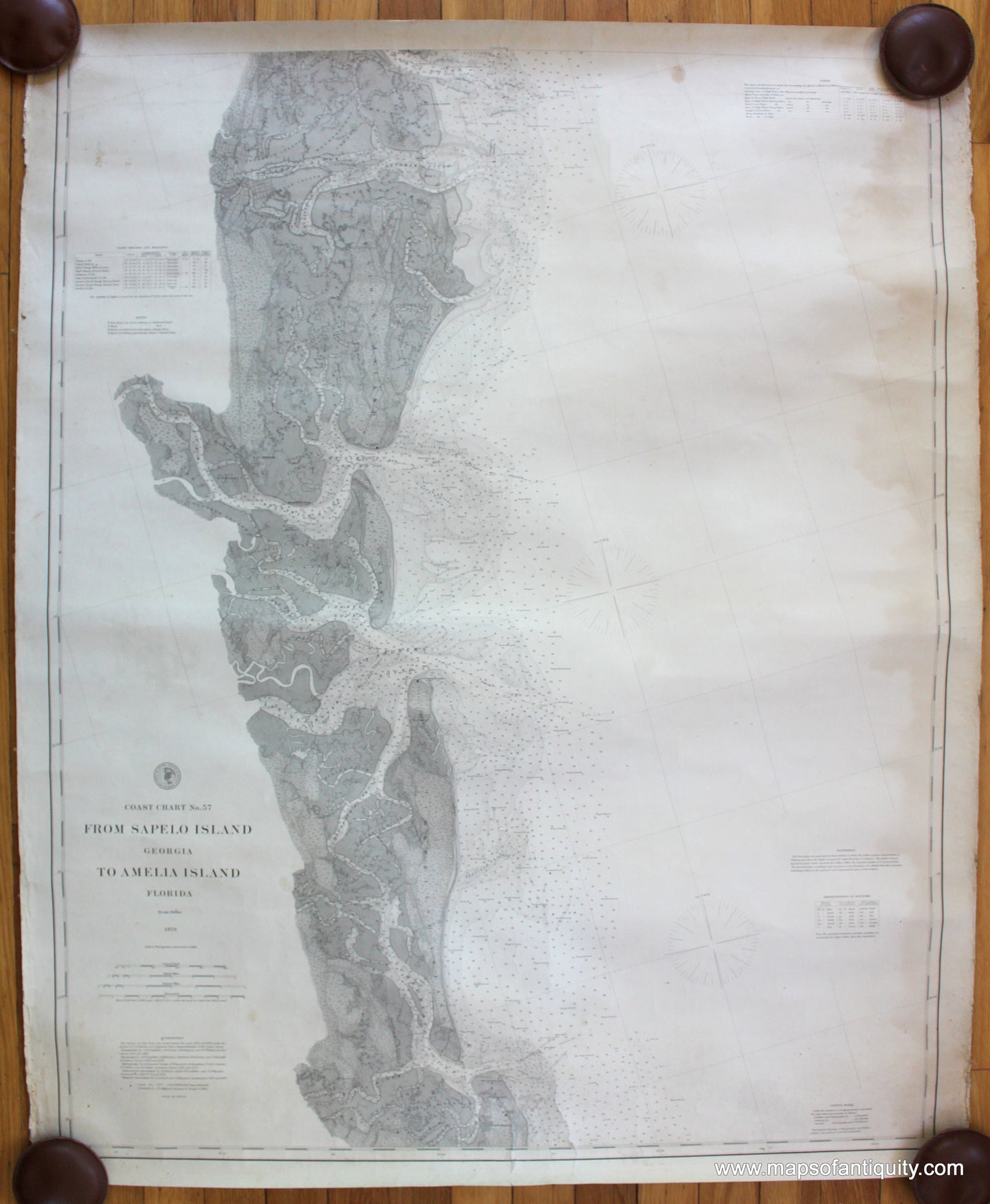 Black-and-White-Antique-Nautical-Chart-Coast-Chart-No.-57-Sapelo-Island-to-Amelia-Island-Georgia-to-Florida-1880-US-Coast-and-Geodetic-Survey-South-1800s-19th-century-Maps-of-Antiquity