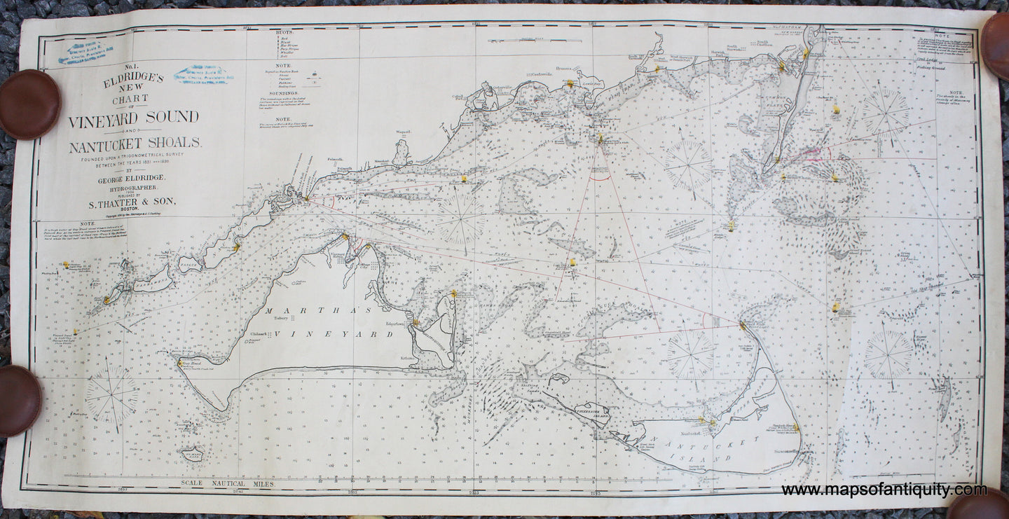 Antique-Nautical-Chart-No.-1-Eldridge's-New-Chart-of-Vineyard-Sound-and-Nantucket-Shoals-1904-Eldridge-Cape-Cod-1800s-19th-century-Maps-of-Antiquity