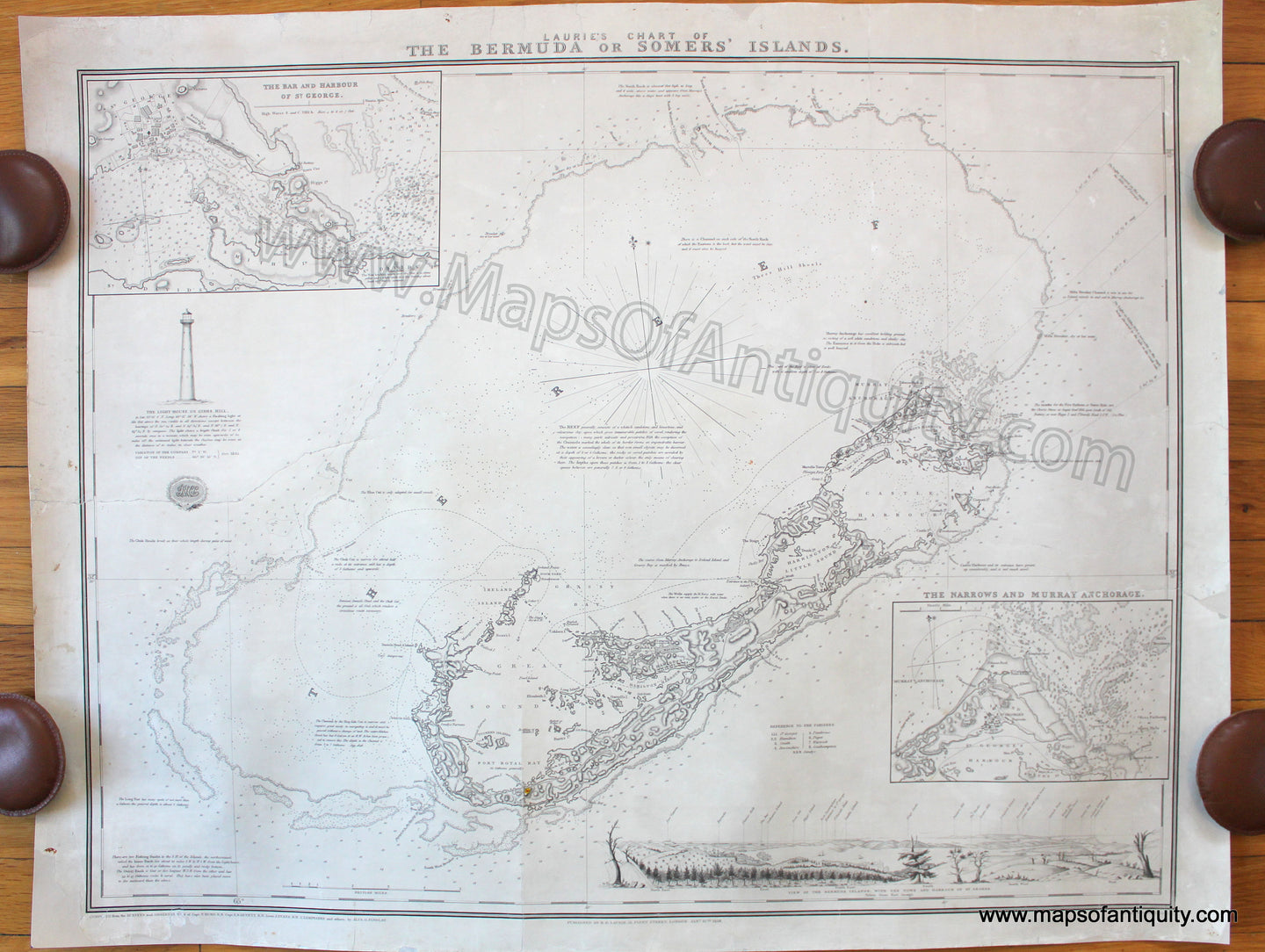 Antique-Nautical-Chart-Laurie's-Chart-of-the-Bermuda-or-Somers'-Islands-1859-Caribbean-1800s-19th-century-Maps-of-Antiquity