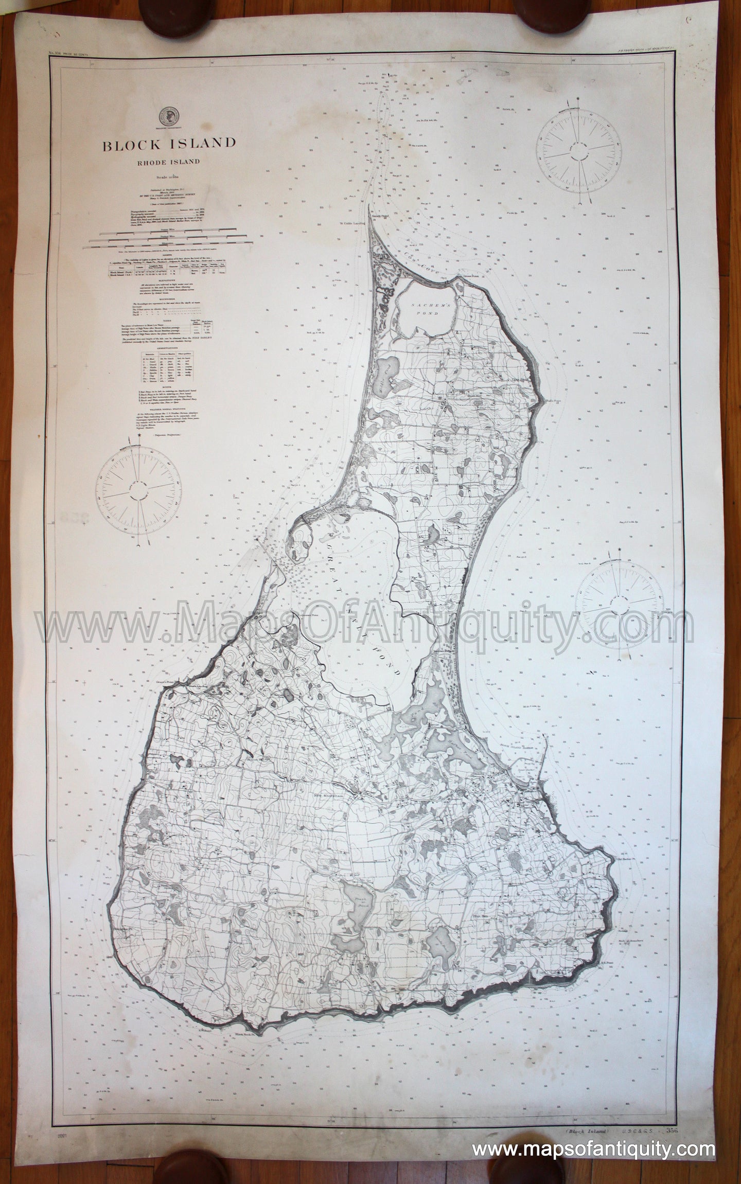 Antique-Nautical-Chart-Block-Island-Rhode-Island-1900-USC&GS-US-Coast-and-Geodetic-Survey-Rhode-Island-1900s-20th-century-Maps-of-Antiquity