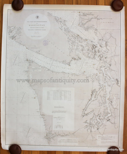 Antique-Black-and-White-Nautical-Chart-Sea-Coast-and-Interior-Harbors-of-Washington-From-Grays-Harbor-to-Olympia-1886/1891-USGS-US-West-Charts-1800s-19th-century-Maps-of-Antiquity