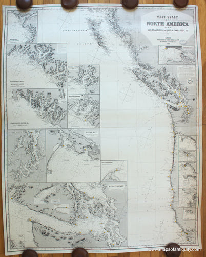 Antique-Black-and-White-Nautical-Chart-Chart-No.-136-West-Coast-of-North-America-San-Francisco-to-Queen-Charlotte-Island-1888-1889-Imray-&-Son-US-West-Charts-1800s-19th-century-Maps-of-Antiquity
