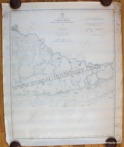 Antique-Black-and-White-Nautical-Chart-No.-167-Florida-Reefs-from-the-Elbow-to-Lower-Matecumbe-Key-1863-1895-US-Coast-and-Geodetic-Survey-US-South-Charts-1800s-19th-century-Maps-of-Antiquity