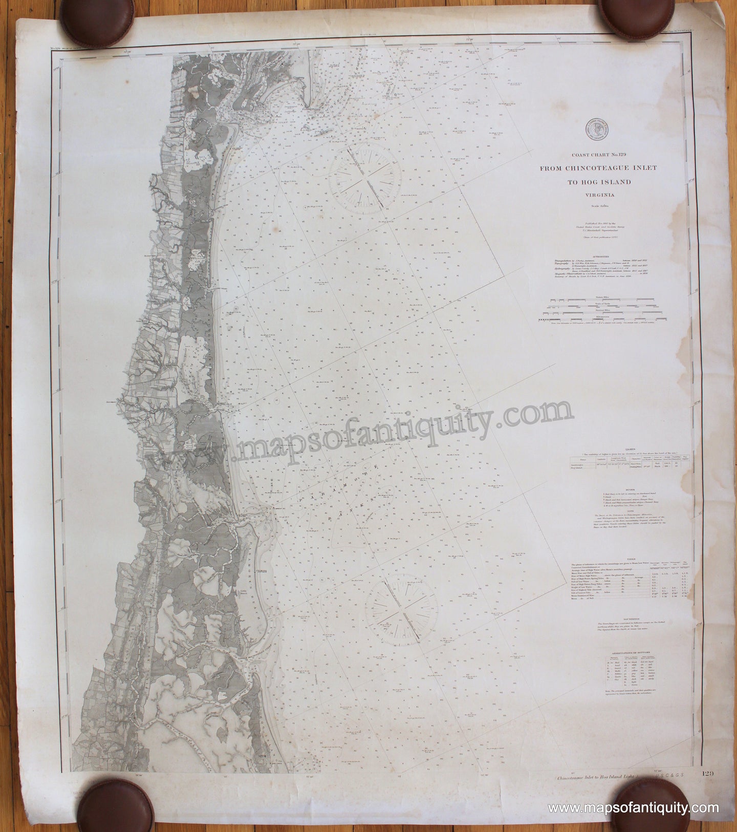 Antique-Black-and-White-Nautical-Chart-From-Chincoteague-Inlet-to-Hog-Island-Virginia-1875-1892-US-Coast-and-Geodetic-Survey-US-Mid-Atlantic-Charts-1800s-19th-century-Maps-of-Antiquity