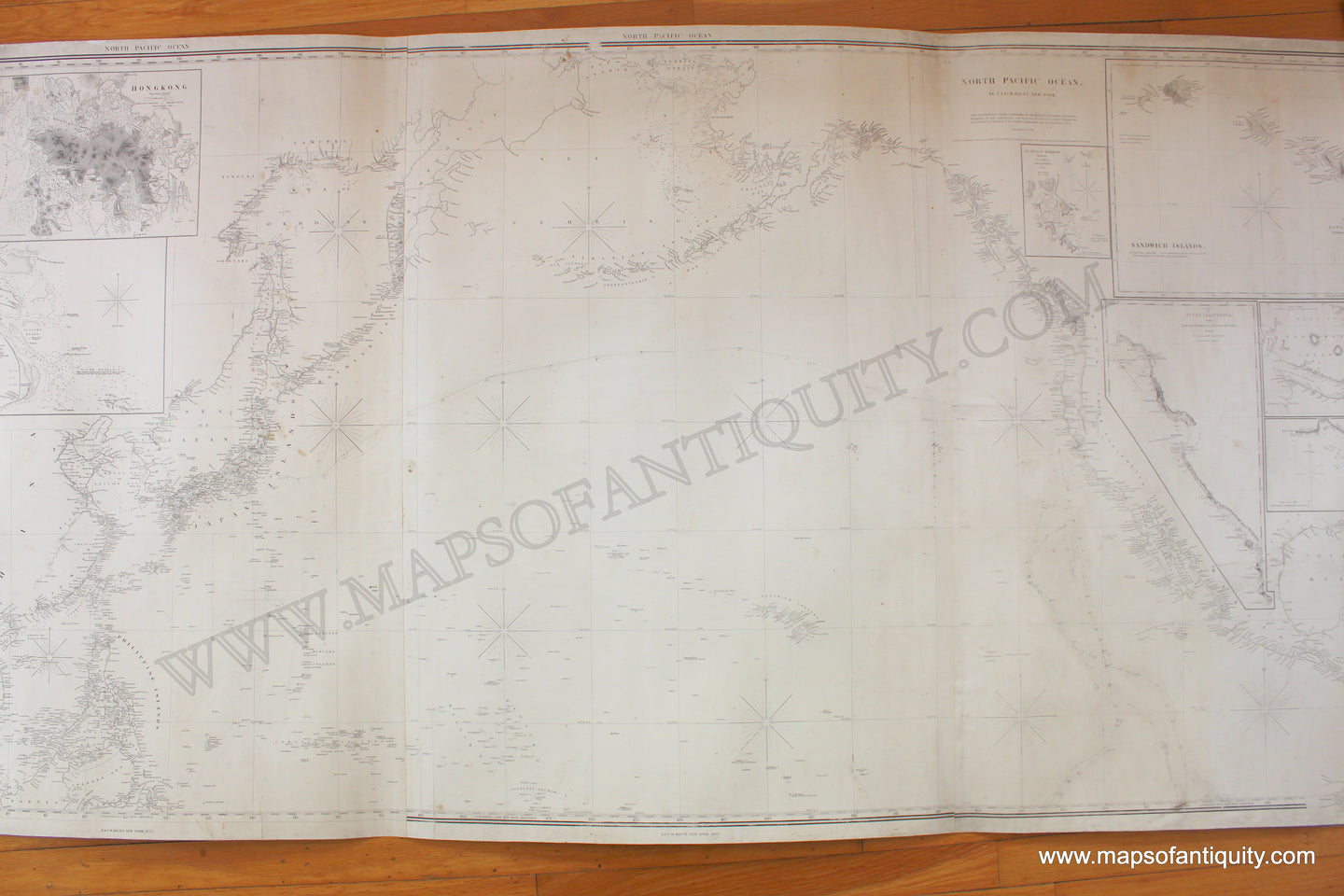 Antique-Nautical-Chart-North-Pacific-Ocean-1849-1865-Blunt-1800s-19th-century-Maps-of-Antiquity