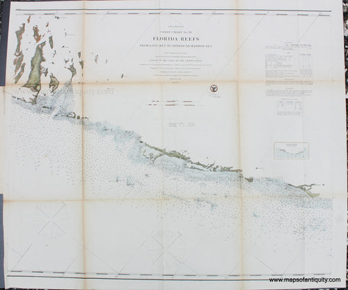 Genuine-Antique-Nautical-Chart-Preliminary-Coast-Chart-No.-70-Florida-Reefs-From-Long-Key-to-Newfound-Harbor-Key-1863-U.S.-Coast-Survey-Maps-Of-Antiquity