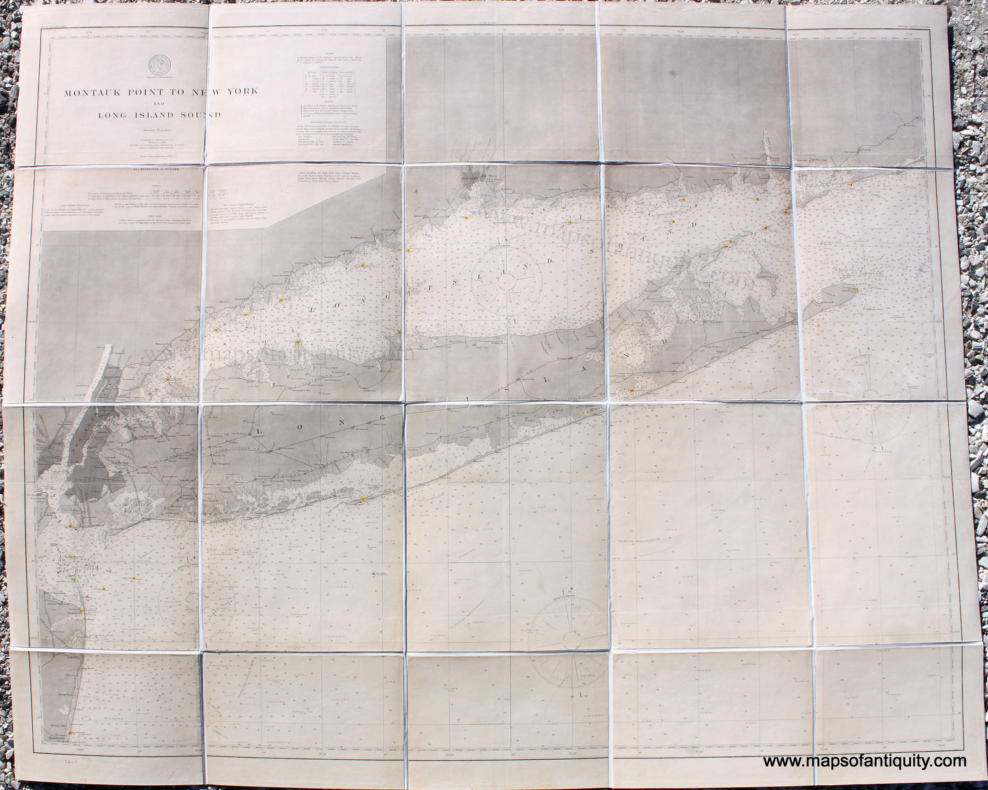 Genuine-Antique-Printed-Color-Chart-Montauk-Point-to-New-York-and-Long-Island-Sound-1889/1899-US-Coast-&-Geodetic-Survey-Maps-Of-Antiquity