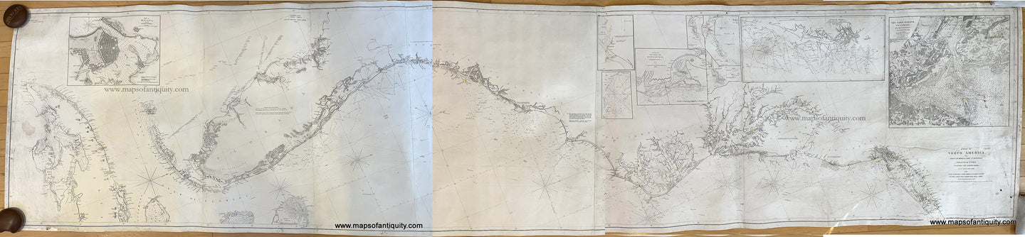 Genuine-Antique-Nautical-Chart-Coast-of-North-America-from-Point-Judith-to-Cape-St.-Antonio-(Island-of-Cuba)-including-the-Bahama-Banks-1846-Blunt-Maps-Of-Antiquity