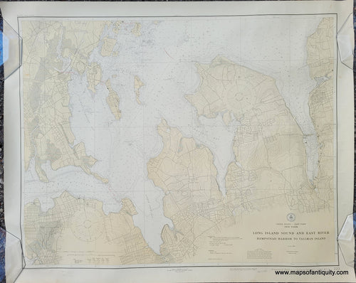 Genuine-Antique-Nautical-Chart-Long-Island-Sound-and-East-River-Hempstead-Harbor-to-Tallman-Island-1922-1927-US-Coast-and-Geodetic-Survey-Maps-Of-Antiquity