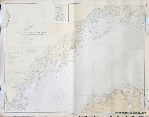 Genuine-Antique-Nautical-Chart-Connecticut-New-York-North-Shore-of-Long-Island-Sound-Greenwich-Point-to-New-Rochelle-1920-1927-US-Coast-and-Geodetic-Survey-Maps-Of-Antiquity