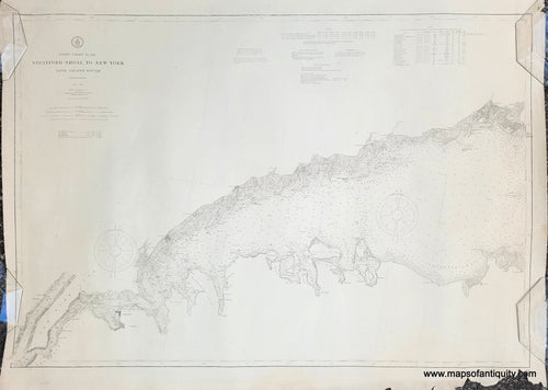 Genuine-Antique-Nautical-Chart-Stratford-Shoal-to-New-York-Long-Island-Sound-1909-US-Coast-and-Geodetic-Survey-Maps-Of-Antiquity