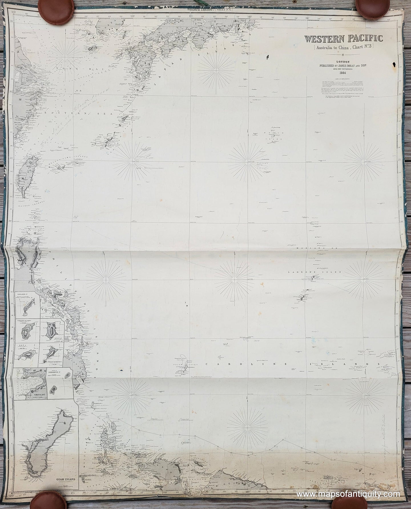Genuine-Antique-Nautical-Chart-Western-Pacific---Indonesia-Philippines-China-Japan-Chart-No-3-1864-Imray--Son-Maps-Of-Antiquity