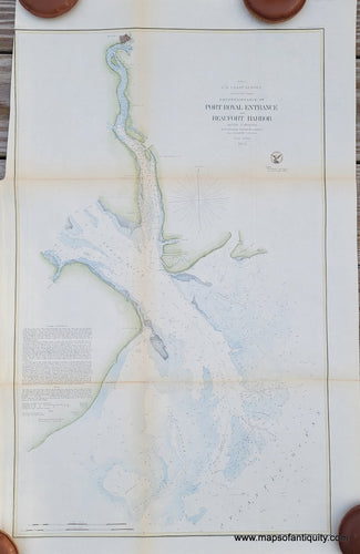Genuine-Antique-Coast-Survey-Chart-Reconnaissance-of-Port-Royal-Entrance-and-Beaufort-Harbor-South-Carolina-1855-USCS-Maps-Of-Antiquity