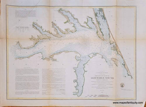 Genuine-Antique-Coast-Survey-Chart-Preliminary-Chart-of-Albemarle-Sound-North-Carolina-1855-USCS-Maps-Of-Antiquity